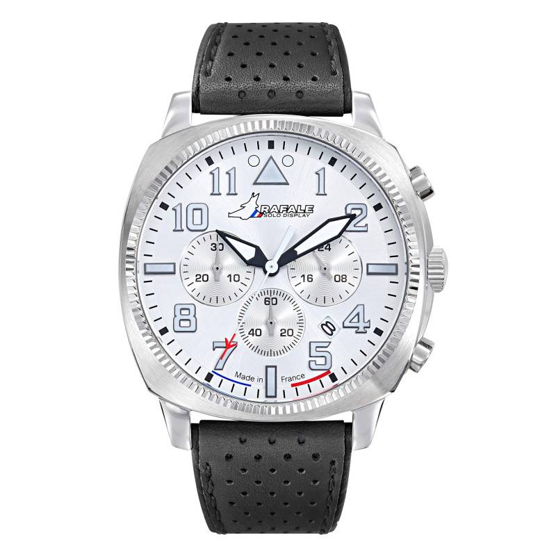 Rafale Solo Display COACH Chrono Steel Black Leather Watch 666024 - Patrouille de France