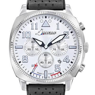Rafale Solo Display COACH Chrono Steel Black Leather Watch 666024 - Patrouille de France