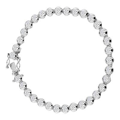 750 White Gold Lab-Grown Diamond 1.00 ct Tennis Bracelet, Length 18 cm - Ocarat