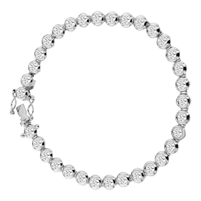 Bracelet Tennis Diamants de Synthèse 1,00 ct en Or Blanc 750, Longueur 18 cm - Ocarat