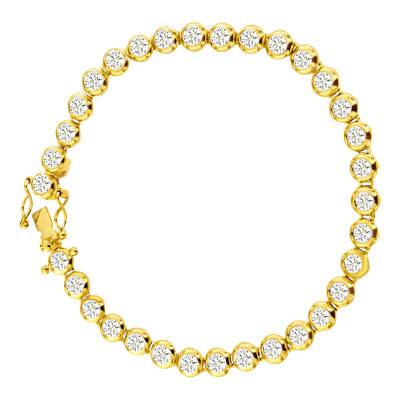 Bracelet Tennis Diamants de Synthèse 2,00 cts en Or Jaune 750, Longueur 18 cm - Ocarat