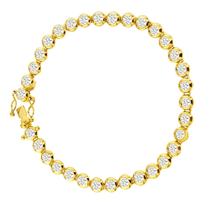 Bracelet Tennis Diamants de Synthèse 2,00 cts en Or Jaune 750, Longueur 18 cm - Ocarat