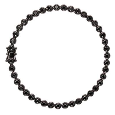 Bracelet Tennis Diamants Noirs 2 cts en Or Blanc 750 & Ruthenium Noir, Longueur 18 cm - Ocarat