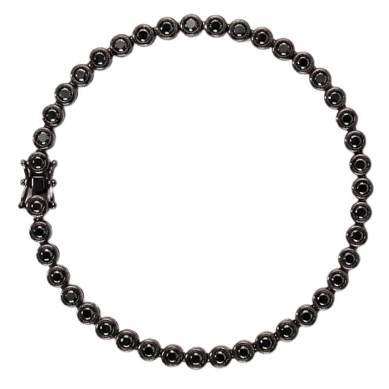 Bracelet Tennis Diamants Noirs 2 cts en Or Blanc 750 & Ruthenium Noir, Longueur 18 cm - Ocarat