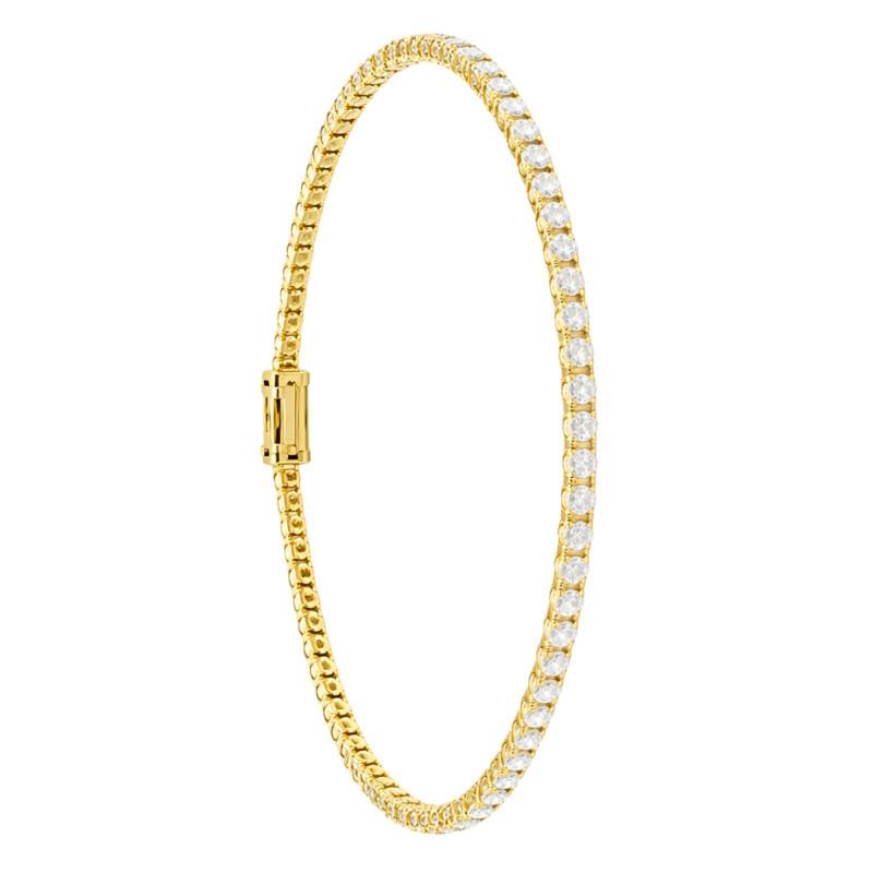 Bracelet Rivière 64 Diamants de Synthèse 4,20 ct en Or Jaune 750, Longueur 18 cm - Ocarat