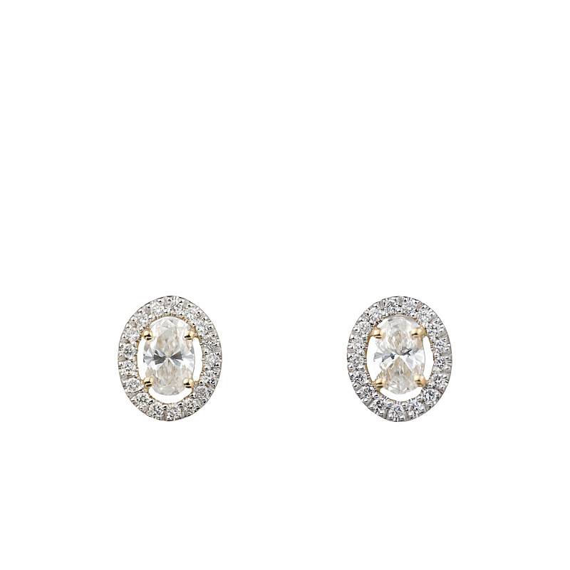 Boucles d'Oreilles Puces Diamants de Synthèse 1,20 ct en 2 Ors 750 - Ocarat