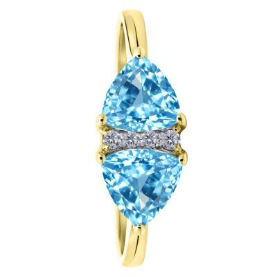 Bague de Fiançailles Topazes & Diamants de Synthèse 0,03 ct en 2 Ors 750, Taille 54 - Ocarat