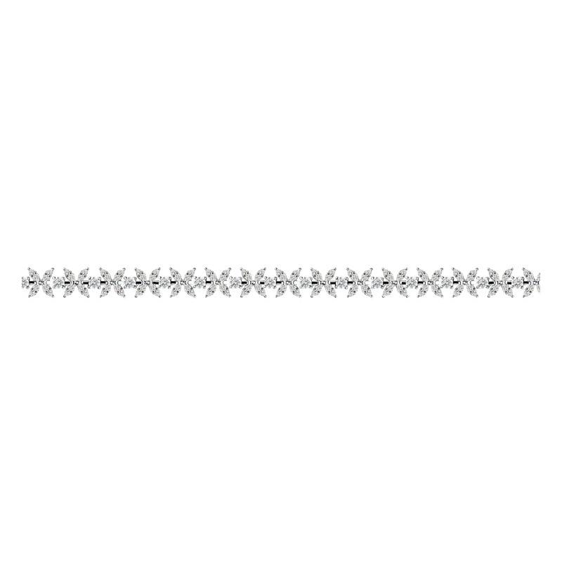 750/1000 White Gold Flower Rivière Bracelet 95 Lab-Grown Diamonds 7.60 cts 18 cm - Ocarat