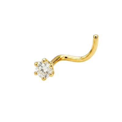 375 Yellow Gold & Zirconium Oxide Nose Piercing - Ocarat