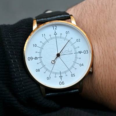 Montre 12H Louis Or & Blanc Cuir Marron Chocolat 36mm - Gustave & Cie