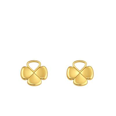 Boucles d'Oreilles Puces Trèfle en Or Jaune 375 - Ocarat