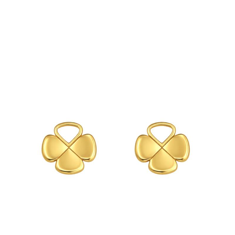 Boucles d'Oreilles Puces Trèfle en Or Jaune 375 - Ocarat