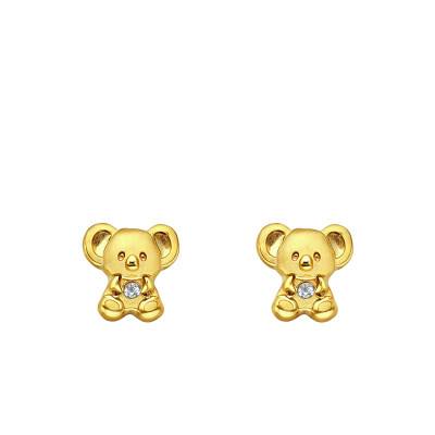 375 Yellow Gold & Cubic Zirconia Panda Stud Earrings - Ocarat