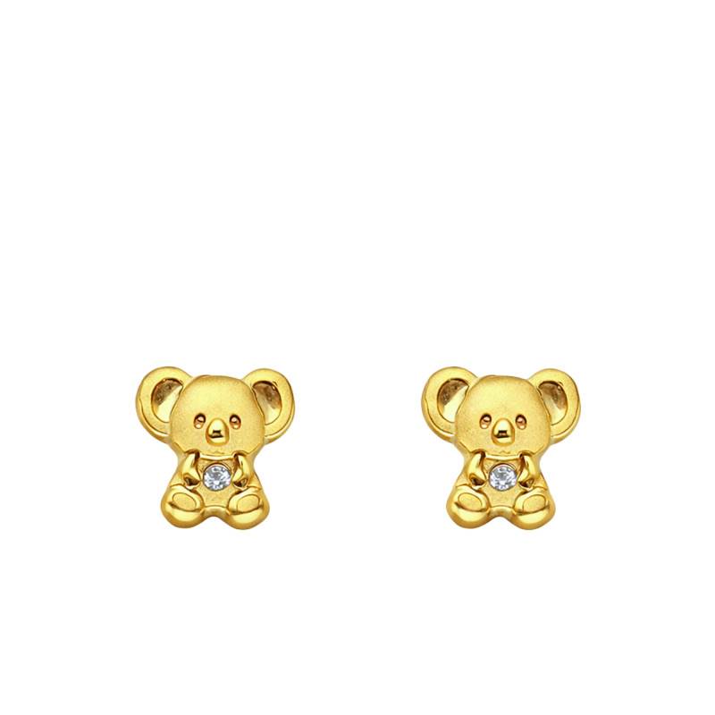375 Yellow Gold & Cubic Zirconia Panda Stud Earrings - Ocarat