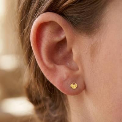 Boucles d'Oreilles Puces Trèfle en Or Jaune 375 - Ocarat