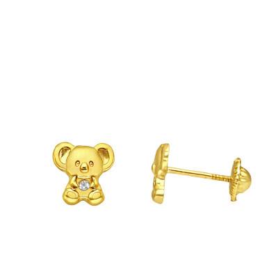 375 Yellow Gold & Cubic Zirconia Panda Stud Earrings - Ocarat