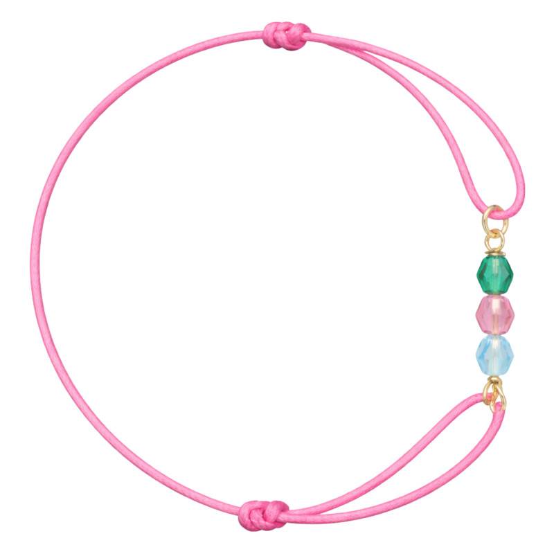 Bracelet Cordon Rose & Cristaux en Or Jaune 375, Longueur 18 cm Ajustable - Ocarat