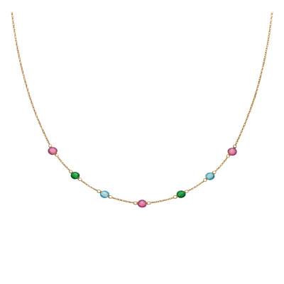 Collier Cristaux en Or Jaune 375, Longueur 40 cm Ajustable - Ocarat