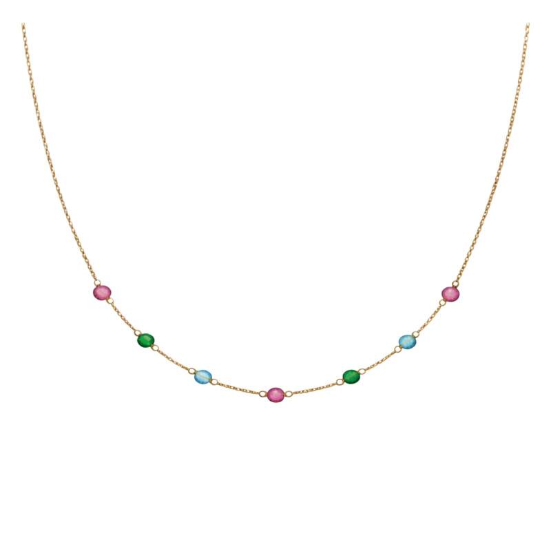 Collier Cristaux en Or Jaune 375, Longueur 40 cm Ajustable - Ocarat