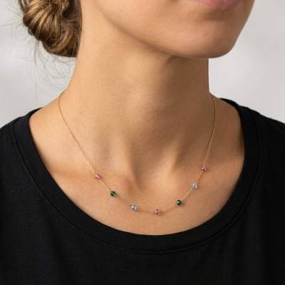 Collier Cristaux en Or Jaune 375, Longueur 40 cm Ajustable - Ocarat