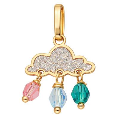 Pendentif Nuage Cristaux en Or Jaune 375 & Laque - Ocarat