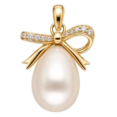 375 Yellow Gold Freshwater Pearl Knot Pendant - Ocarat