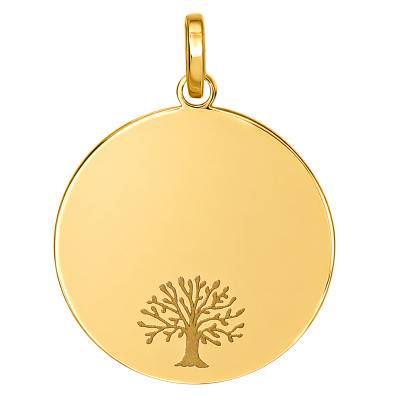 375 Yellow Gold Tree of Life Medal, 16 mm Diameter - Ocarat