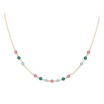 Collier Cristaux Multicolores en Or Jaune 375, Longueur 40 cm Ajustable - Ocarat