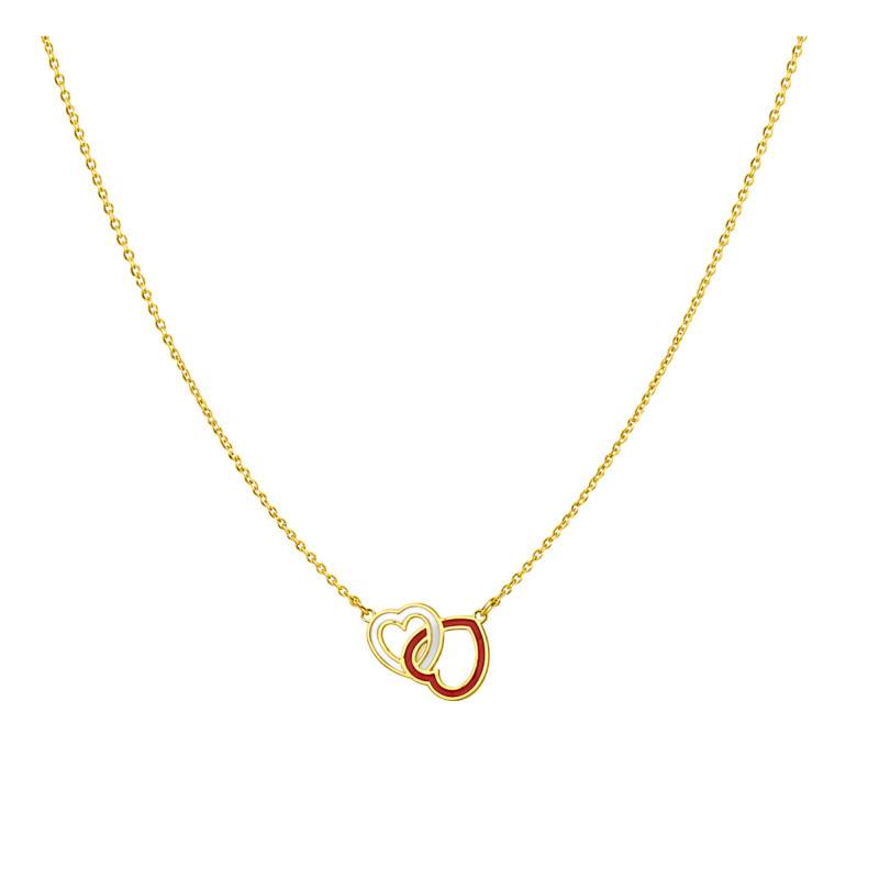 Collier Coeurs Entrelacés en Or Jaune 375, Longueur 40 cm Ajustable - Ocarat