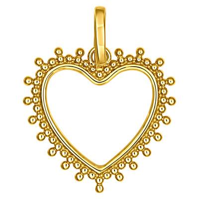 375 Yellow Gold Beaded Heart Pendant - Ocarat
