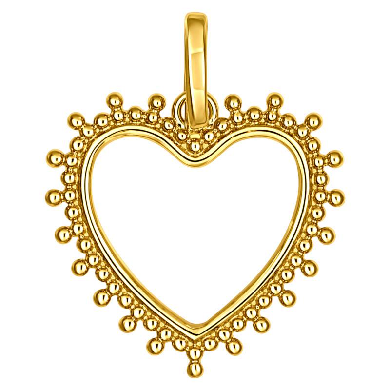 375 Yellow Gold Beaded Heart Pendant - Ocarat