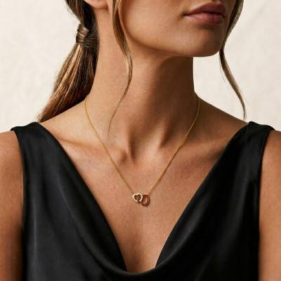 Collier Coeurs Entrelacés en Or Jaune 375, Longueur 40 cm Ajustable - Ocarat