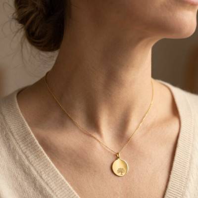 375 Yellow Gold Tree of Life Medal, 16 mm Diameter - Ocarat