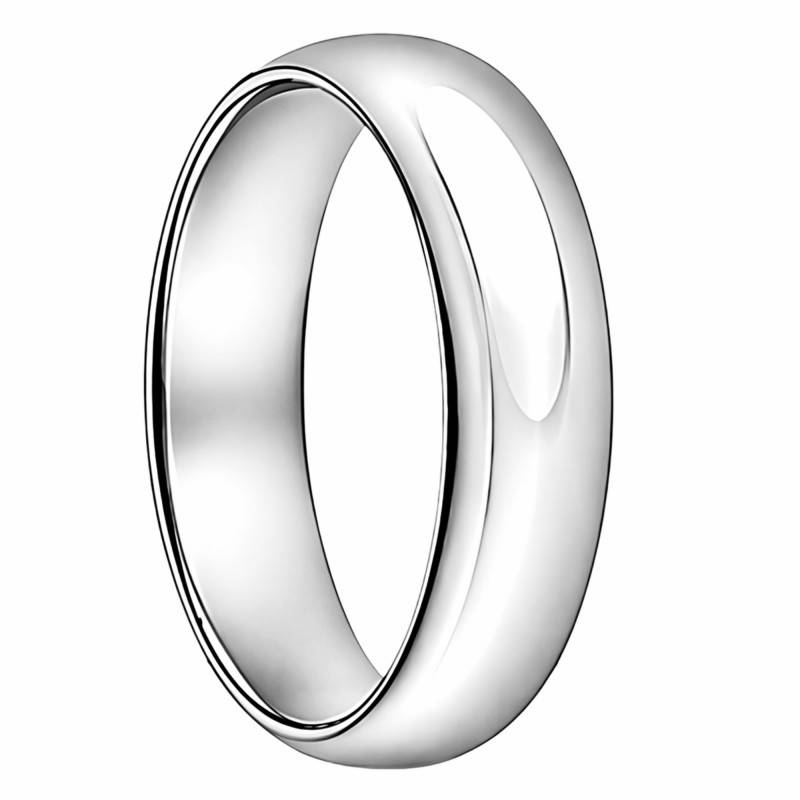 750/1000 White Gold Half-Round Comfort Wedding Ring, Width 4.50 mm - Ocarat