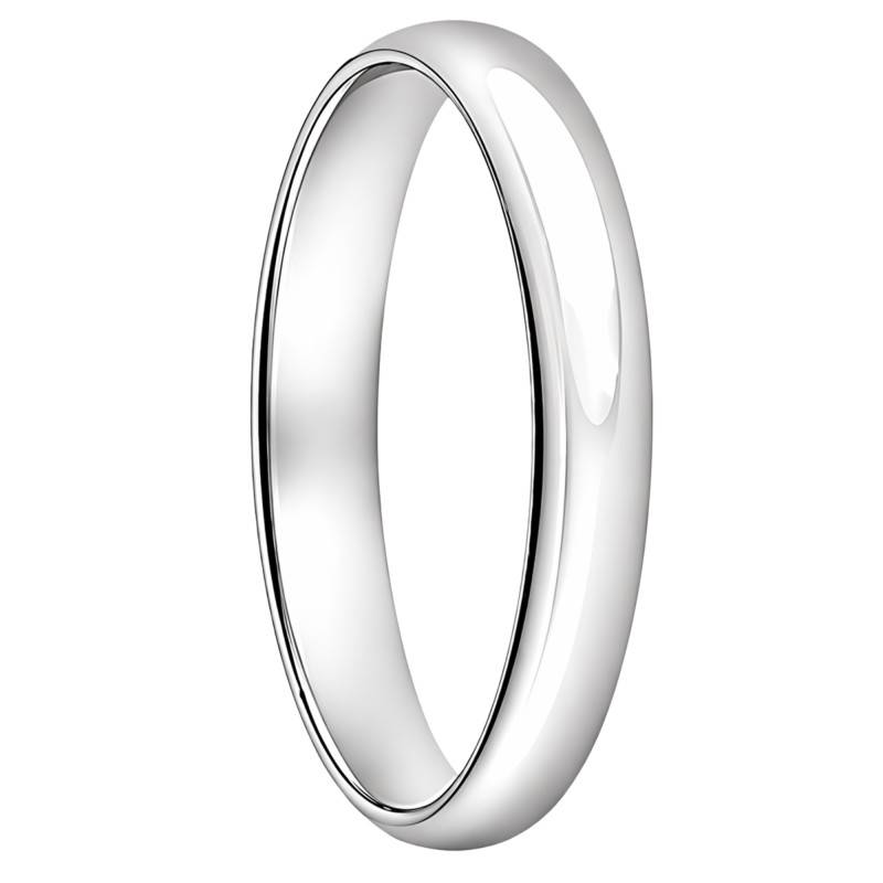18K White Gold Comfort Half-Round Wedding Ring, Width 3.00 mm - Ocarat