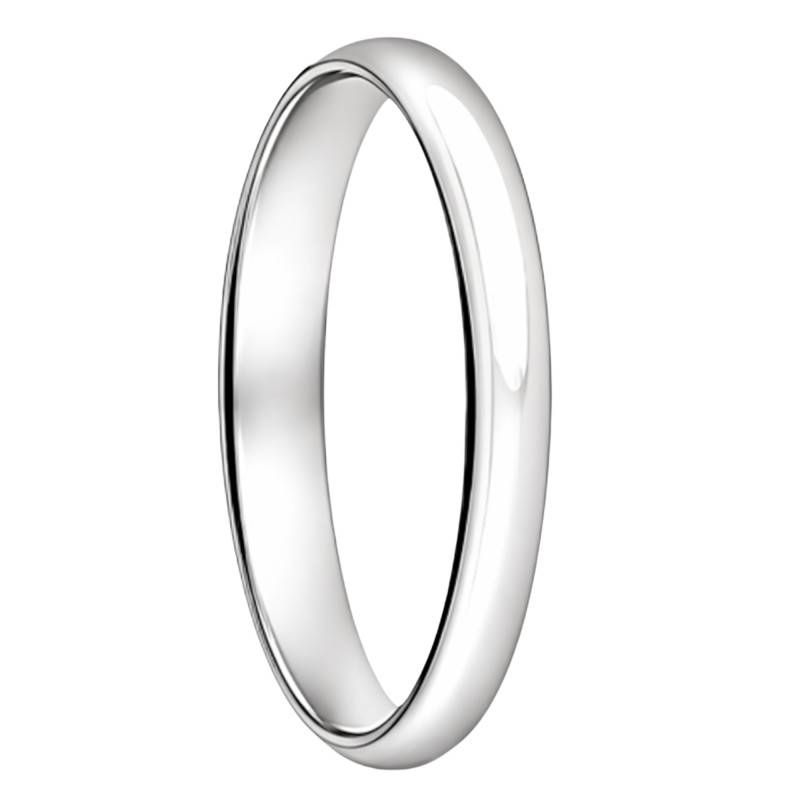 750/1000 White Gold Half-Round Comfort Wedding Ring, Width 2.50 mm - Ocarat