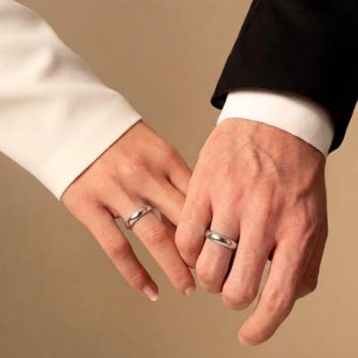375 White Gold Comfort Half-Round Wedding Ring, Width 4,00 mm - Ocarat