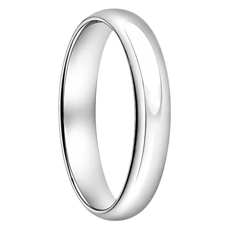 Alliance Demi Jonc Confort en Or Blanc 375, Largeur 3,50 mm - Ocarat