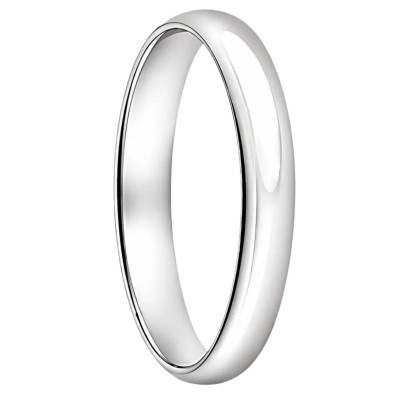 Alliance Demi Jonc Confort en Or Blanc 375, Largeur 3,00 mm - Ocarat