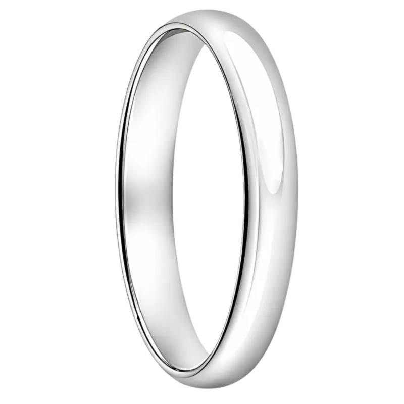 375/1000 White Gold Comfort Half-Round Wedding Ring, Width 3,00 mm - Ocarat