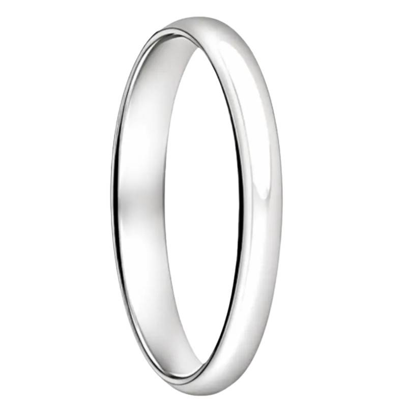 375 White Gold Comfort Half-Round Wedding Ring, Width 2,50 mm - Ocarat