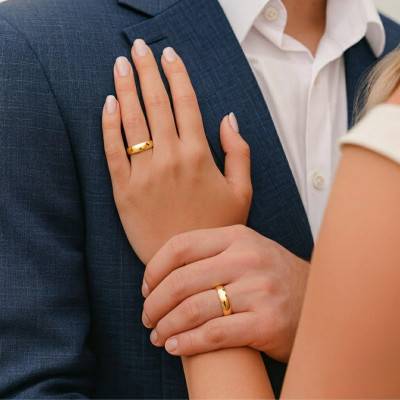 375 Yellow Gold Comfort Half-Round Wedding Ring, 4.00 mm Width - Ocarat