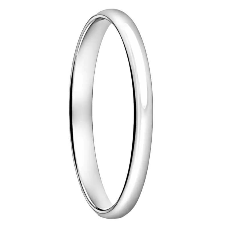 Alliance Demi Jonc Confort en Or Blanc 375, Largeur 2,00 mm - Ocarat
