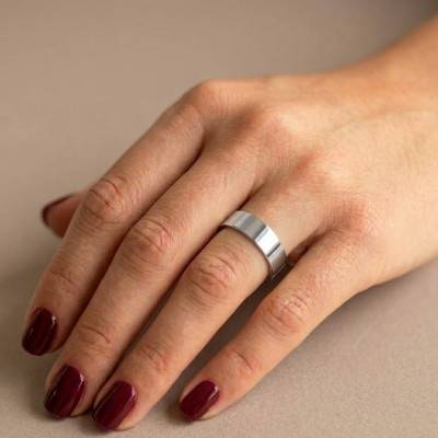 Alliance Ruban Confort en Or Blanc 750, Largeur 5 mm - Amore