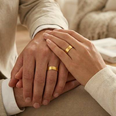 375/1000 Yellow Gold Comfort Ribbon Wedding Ring, 5.00 mm Width - Ocarat