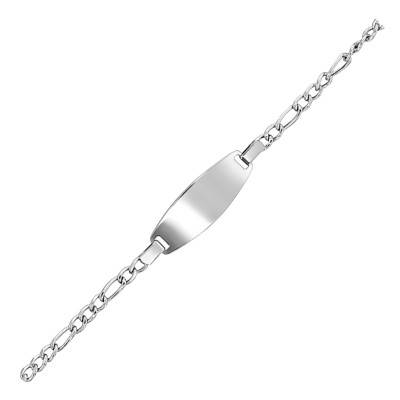 Bambins Alternating 750 White Gold Oval Link Chain Baby ID Bracelet, Adjustable Length 14 cm - Bambins