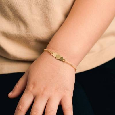 Yellow Gold Rolo Chain Cloud Baby ID Bracelet, Adjustable Length 14 cm - Bambins