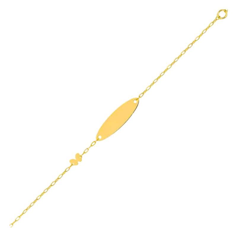 Gourmette Tonneau Papillon en Or Jaune 375, Longueur 14 cm Ajustable - Ocarat