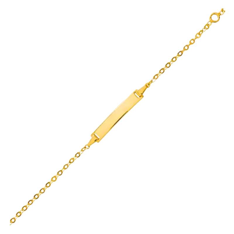 375 Yellow Gold Rectangular Baby ID Bracelet Rolo Chain, Adjustable Length 13 cm - Ocarat