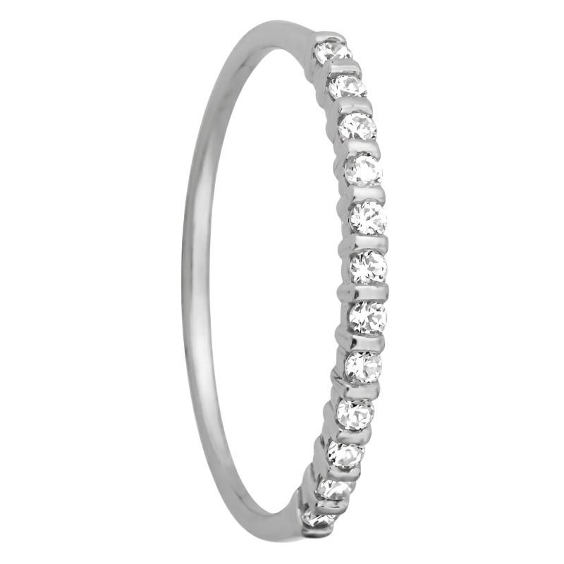 750 White Gold & Diamonds Half Eternity Band 0.12 ct, 1 mm Width - Amore